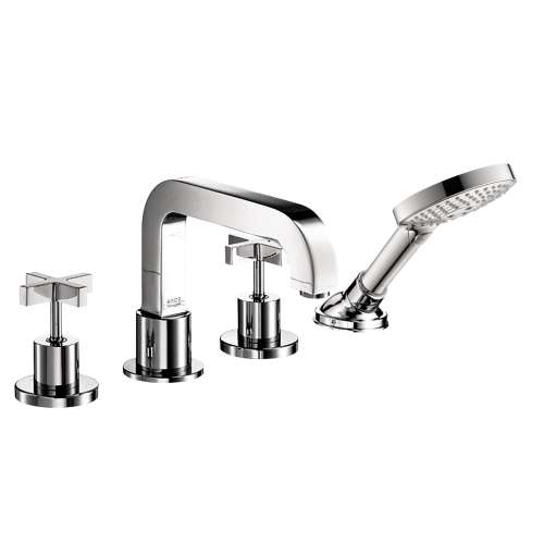 Axor Citterio 4-Hole Roman Tub Set Trim With Cross Handles And 1.75 Gpm Handshower In Chrome, 39461001