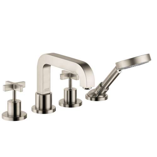 Axor Citterio 4-Hole Roman Tub Set Trim With Cross Handles And 1.75 Gpm Handshower In Brushed Nickel, 39461821