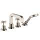 Axor Citterio 4-Hole Roman Tub Set Trim With Cross Handles And 1.75 Gpm Handshower In Brushed Nickel, 39461821