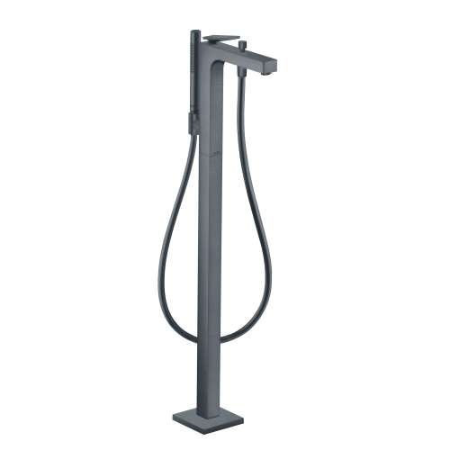 Axor Citterio Freestanding Tub Filler Trim With 1.75 Gpm Handshower- Rhombic Cut In Brushed Black Chrome, 39471341