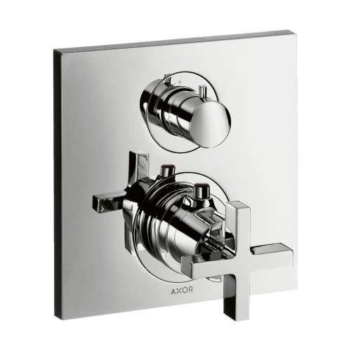 Axor Citterio Thermostatic Trim With Volume Control And Diverter- Cross Handle In Chrome, 39725001