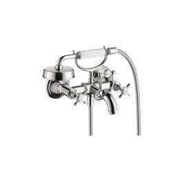 16561001-M Montreux 2-Handle Wall-Mounted Tub Filler with Cross Handles and Handshower in Chrome