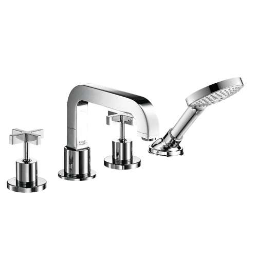 39461001-M Citterio 4-Hole Roman Tub Set Trim with Cross Handles and Handshower in Chrome