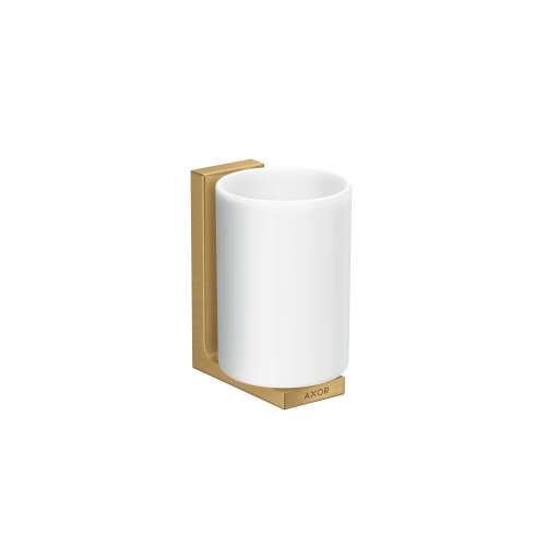 Axor Universal Rectangular Toothbrush Tumbler In Brushed Gold Optic, 42604250