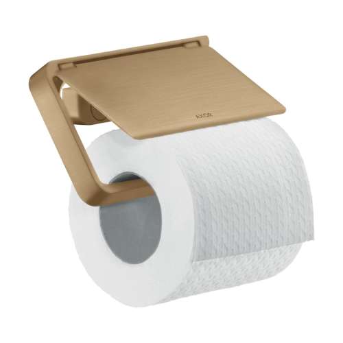 Axor Universal Softsquare Toilet Paper Holder With Cover In Brushed Bronze, 42836140
