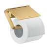 Axor Universal Softsquare Toilet Paper Holder With Cover In Brushed Gold Optic, 42836250