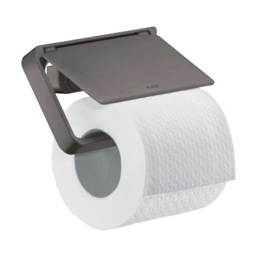 Axor Universal Softsquare Toilet Paper Holder With Cover In Brushed Black Chrome, 42836340