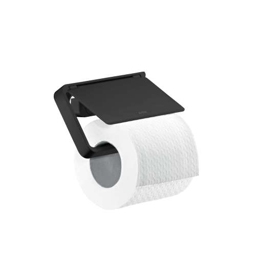 Axor Universal Softsquare Toilet Paper Holder With Cover In Matte Black, 42836670