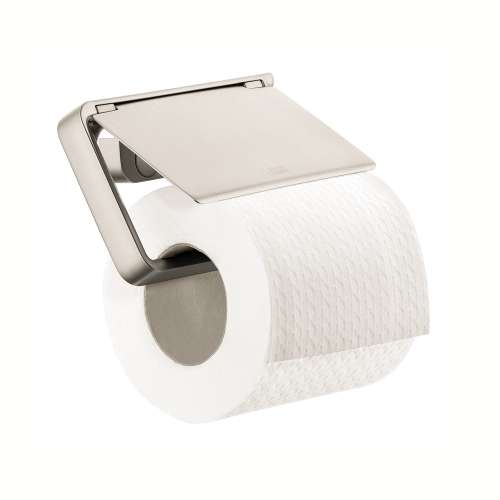 Axor Universal Softsquare Toilet Paper Holder With Cover In Brushed Nickel, 42836820