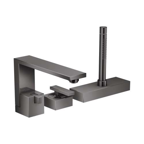 Axor Edge 3-Hole Roman Tub Set Trim With 1.75 Gpm Handshower In Polished Black Chrome, 46430331
