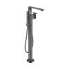 Axor Edge Freestanding Tub Filler Trim With 1.75 Gpm Handshower - Diamond Cut In Polished Black Chrome, 46441331