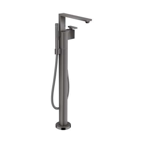 Axor Edge Freestanding Tub Filler Trim With 1.75 Gpm Handshower - Diamond Cut In Polished Black Chrome, 46441331