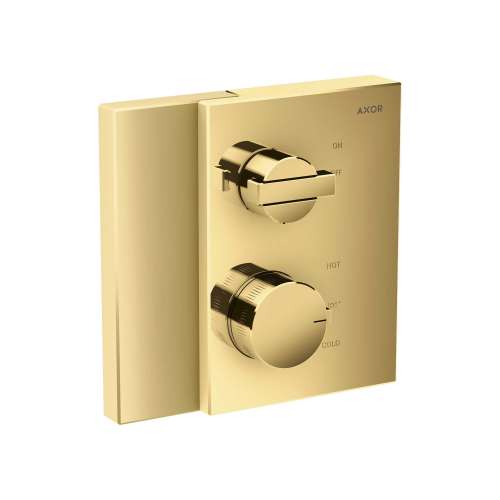 Axor Edge Thermostatic Trim With Volume Control In Polished Gold Optic, 46750991
