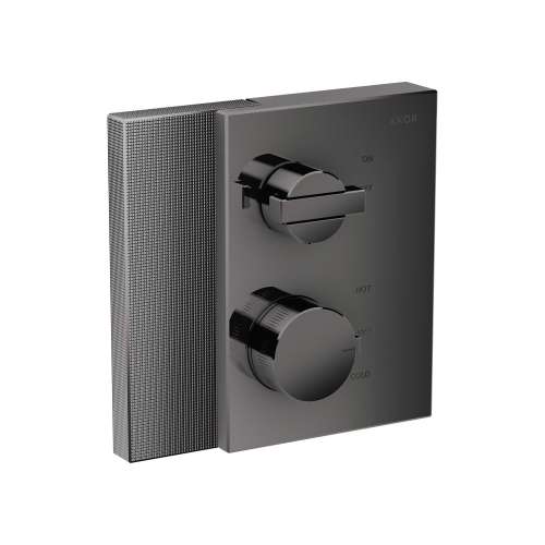 Axor Edge Thermostatic Trim With Volume Control - Diamond Cut In Polished Black Chrome, 46751331