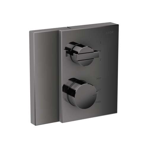 Axor Edge Thermostatic Trim With Volume Control And Diverter In Polished Black Chrome, 46760331