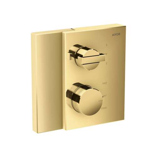 Axor Edge Thermostatic Trim With Volume Control And Diverter In Polished Gold Optic, 46760991