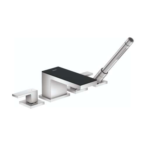 Axor Myedition 4-Hole Roman Tub Set Trim With 1.75 Gpm Handshower  / Black Glass