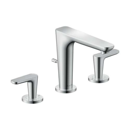 Axor Citterio C Widespread Faucet 125 With Pop-Up Drain- Cubic Cut, 1.2 Gpm In Chrome, 49061001