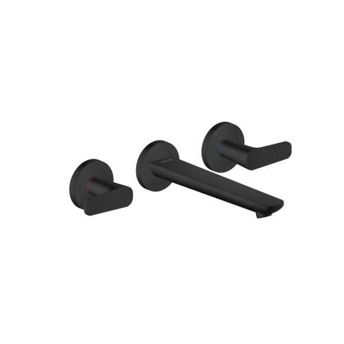 Axor Citterio C Wall-Mounted Widespread Faucet- Cubic Cut, 1.2 Gpm In Matte Black, 49071671