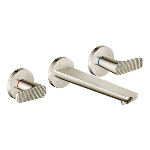 Axor Citterio C Wall-Mounted Widespread Faucet- Cubic Cut, 1.2 Gpm In Polished Nickel, 49071831