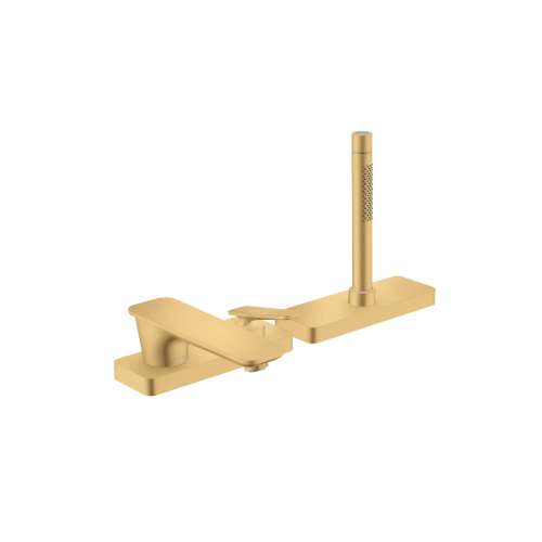 Axor Citterio C 3-Hole Roman Tub Set Trim With 1.75 Gpm Handshower And Sbox- Cubic Cut In Brushed Gold Optic, 49431251