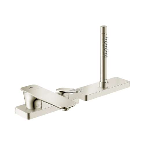 Axor Citterio C 3-Hole Roman Tub Set Trim With 1.75 Gpm Handshower And Sbox- Cubic Cut In Polished Nickel, 49431831
