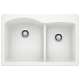 Diamond SILGRANIT 33" 60/40 Double Bowl Dual Mount Kitchen Sink - White, 440216