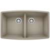 Performa SILGRANIT 33" 50/50 Double Bowl Undermount Kitchen Sink - Truffle, 441290