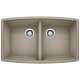 Performa SILGRANIT 33" 50/50 Double Bowl Undermount Kitchen Sink - Truffle, 441290