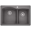 Diamond SILGRANIT 33" 60/40 Double Bowl Dual Mount Kitchen Sink - Cinder, 441465