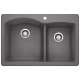 Diamond SILGRANIT 33" 60/40 Double Bowl Dual Mount Kitchen Sink - Cinder, 441465