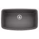 Valea SILGRANIT 32" Super Single Undermount Kitchen Sink - Cinder, 441611