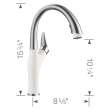 Artona Pull-Down Dual-Spray Kitchen Faucet - PVD Steel/White, 442036