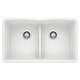 Diamond SILGRANIT 32" 50/50 Double Bowl Undermount Kitchen Sink with Low Divide - White, 442074