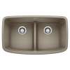 Valea SILGRANIT 32" 50/50 Double Bowl Undermount Kitchen Sink with Low Divide - Truffle, 442197