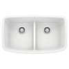 Valea SILGRANIT 32" 50/50 Double Bowl Undermount Kitchen Sink with Low Divide - White, 442199