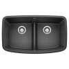 Valea SILGRANIT 32" 50/50 Double Bowl Undermount Kitchen Sink with Low Divide - Anthracite, 442200