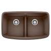Valea SILGRANIT 32" 50/50 Double Bowl Undermount Kitchen Sink with Low Divide - Café, 442203