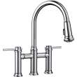 KF-442504 Empressa Pull-Down Bridge Kitchen Faucet with Soap Dispenser in Polished Chrome