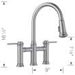 Empressa Pull-Down Dual-Spray Bridge Faucet - PVD Steel, 442505