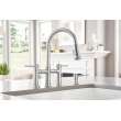 KF-442505 Empressa Pull-Down Bridge Kitchen Faucet with Soap Dispenser in Stainless