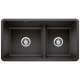 Precis SILGRANIT 33" 60/40 Reversible Double Bowl Undermount Kitchen Sink with Low Divide - Anthracite, 442525