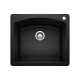 Diamond SILGRANIT 25" Single Bowl Dual Mount Kitchen Sink - Coal Black, 442905