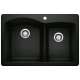 Diamond SILGRANIT 33" 60/40 Double Bowl Dual Mount Kitchen Sink - Coal Black, 442908