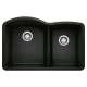 Diamond SILGRANIT 32" 60/40 Double Bowl Undermount Kitchen Sink - Coal Black, 442909