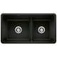 Precis SILGRANIT 33" 60/40 Reversible Double Bowl Undermount Kitchen Sink with Low Divide - Coal Black, 442925