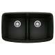 Valea SILGRANIT 32" 50/50 Double Bowl Undermount Kitchen Sink with Low Divide - Coal Black, 442940