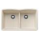 Diamond SILGRANIT 32" 50/50 Double Bowl Undermount Kitchen Sink with Low Divide - Soft White, 443069