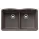 Diamond SILGRANIT 32" 50/50 Double Bowl Undermount Kitchen Sink with Low Divide - Volcano Gray, 443106