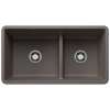 Precis SILGRANIT 33" 60/40 Reversible Double Bowl Undermount Kitchen Sink with Low Divide - Volcano Gray, 443117